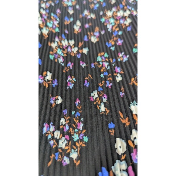 J.Jill Wearable Women Top XS Floral Tunic Chiffon Black Pleated Ribbed Flowy - Picture 4 of 10